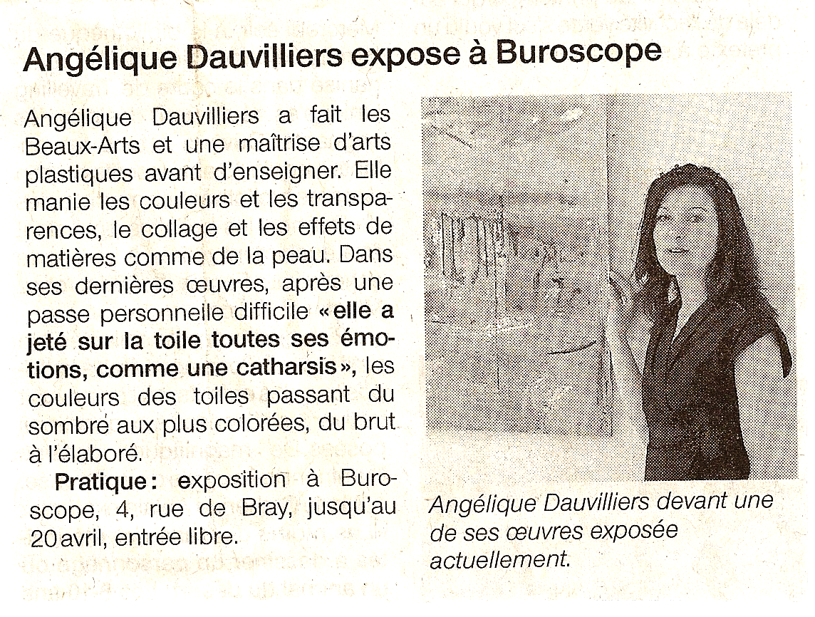 Lire la suite à propos de l’article Ouest France – Angélique Dauvilliers expose à Buroscope